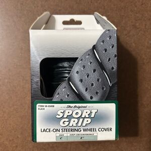 Black Super Sport Grip Steering Wheel Cover; For Grip Width 4” / Size C NEW